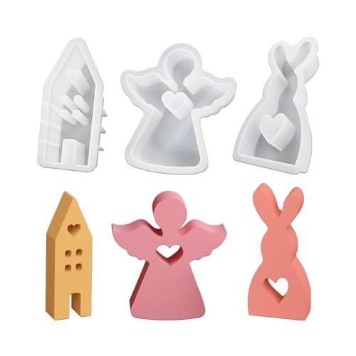 JunD Silikonform Ostern, 3 Stück 3D Ostern Kaninchen Silikonformen Gießformen, 3D Hasen Kerzenformen, DIY Silikonform Kerzen für Seife, Niedliche 3D Kaninchen Kerze Silikonform Gips von JunD