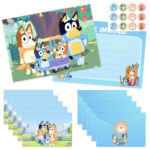 Bluey Einladungskarten Kindergeburtstag, Einladungen Bluey, 12 Einladungskarten, 12 Umschlag, 12 Aufkleber, Einladungskarten Geburtstag für Junge Mädchen, Partyeinladungen Bluey Gastgeschenke Bluey Einladungskarten Kindergeburtstag, Einladungen Bluey, 12 Einladungskarten, 12 Umschlag, 12 Aufkleber, Einladungskarten Geburtstag für Junge Mädchen, Partyeinladungen Bluey Gastgeschenke von JunMallko