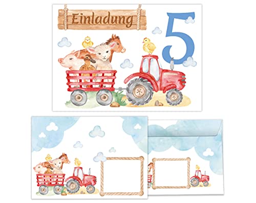 12 Einladungskarten incl. 12 Umschläge zum 5. Kindergeburtstag Einladungen fünfte Geburtstag Mädchen Jungen Bauernhof 12 Einladungskarten incl. 12 Umschläge zum 5. Kindergeburtstag Einladungen fünfte Geburtstag Mädchen Jungen Bauernhof von Junapack