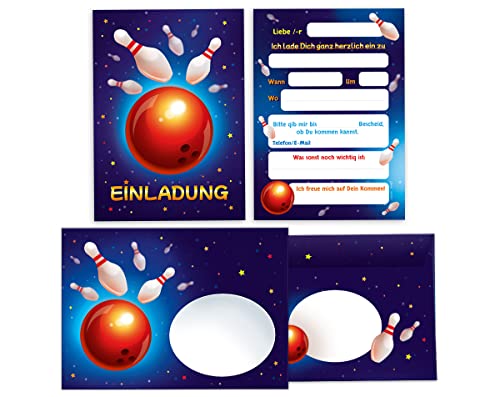 12 Einladungskarten incl. 12 Umschläge zum Kindergeburtstag Bowling Bowling-Party Einladungen für Geburtstag Mädchen Jungen 12 Einladungskarten incl. 12 Umschläge zum Kindergeburtstag Bowling Bowling-Party Einladungen für Geburtstag Mädchen Jungen von Junapack