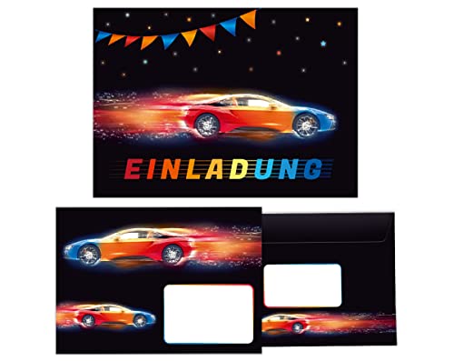12 Einladungskarten incl. 12 Umschläge zum Kindergeburtstag Einladung zum Geburtstag Jungen Rennauto Rennwagen 12 Einladungskarten incl. 12 Umschläge zum Kindergeburtstag Einladung zum Geburtstag Jungen Rennauto Rennwagen von Junapack