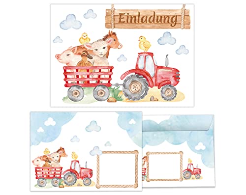 12 Einladungskarten incl. 12 Umschläge zum Kindergeburtstag Einladungen für Geburtstag Mädchen Jungen Bauernhof 12 Einladungskarten incl. 12 Umschläge zum Kindergeburtstag Einladungen für Geburtstag Mädchen Jungen Bauernhof von Junapack