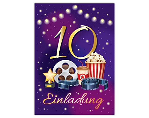 12 Einladungskarten zum 10. Kindergeburtstag Kino zehnte Geburtstag Mädchen Jungen Cinema Kino-Party 12 Einladungskarten zum 10. Kindergeburtstag Kino zehnte Geburtstag Mädchen Jungen Cinema Kino-Party von Junapack