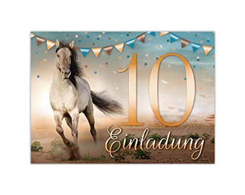 Junapack 12 Einladungskarten zum 10. Kindergeburtstag Pferd Motiv zum zehnten Geburtstag für Mädchen Karte Einladung mit Pferde Fohlen Junapack 12 Einladungskarten zum 10. Kindergeburtstag Pferd Motiv zum zehnten Geburtstag für Mädchen Karte Einladung mit Pferde Fohlen von Junapack