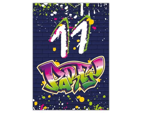 12 Einladungskarten zum 11. Kindergeburtstag Motto Feier Fest Einladung Set Geburtstag Mädchen Kinder Jungs Jungen Boys Teenies Unisex Graffiti Jugendstill modern bunt grün lila neon 12 Einladungskarten zum 11. Kindergeburtstag Motto Feier Fest Einladung Set Geburtstag Mädchen Kinder Jungs Jungen Boys Teenies Unisex Graffiti Jugendstill modern bunt grün lila neon von Junapack