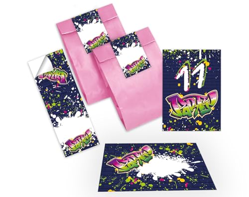 12 Einladungskarten zum 11. Kindergeburtstag Party Einladung Set Geburtstag Mädchen Kinder Jungs Jungen Boys Geschenktüte inkl. 12 Umschläge, 12 Tüten, 12 Aufkleber Graffiti Jugendstill modern 12 Einladungskarten zum 11. Kindergeburtstag Party Einladung Set Geburtstag Mädchen Kinder Jungs Jungen Boys Geschenktüte inkl. 12 Umschläge, 12 Tüten, 12 Aufkleber Graffiti Jugendstill modern von Junapack