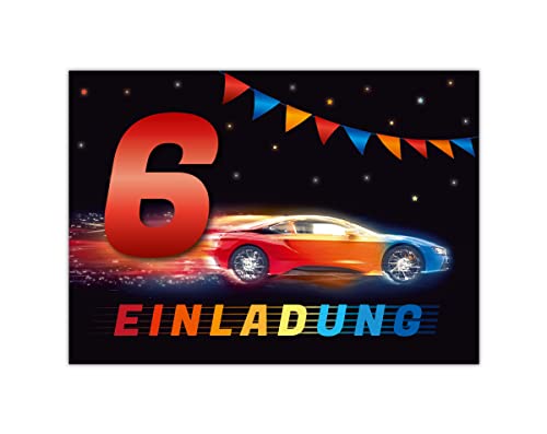 12 Einladungskarten zum 6. Kindergeburtstag Einladung zum sechsten Geburtstag Jungen Rennauto Rennwagen 12 Einladungskarten zum 6. Kindergeburtstag Einladung zum sechsten Geburtstag Jungen Rennauto Rennwagen von Junapack