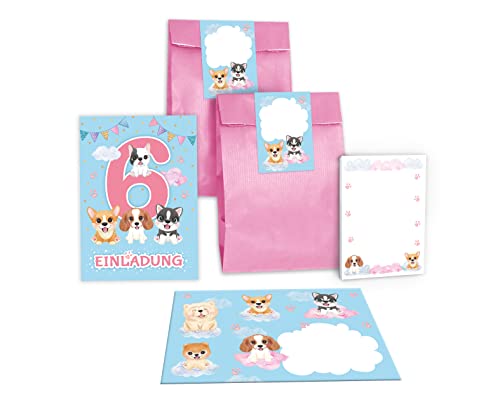 12 Einladungskarten zum 6. Kindergeburtstag Einladung zum sechsten Geburtstag Mädchen Hunde incl. 12 Umschläge, 12 Tüten/rosa, 12 Aufkleber, 12 Blöcke 12 Einladungskarten zum 6. Kindergeburtstag Einladung zum sechsten Geburtstag Mädchen Hunde incl. 12 Umschläge, 12 Tüten/rosa, 12 Aufkleber, 12 Blöcke von Junapack