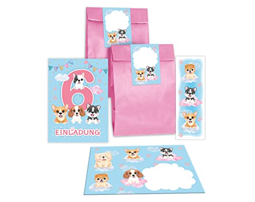 12 Einladungskarten zum 6. Kindergeburtstag Einladung zum sechsten Geburtstag Mädchen Hunde incl. 12 Umschläge, 12 Tüten/rosa, 12 Aufkleber, 12 Lesezeichen 12 Einladungskarten zum 6. Kindergeburtstag Einladung zum sechsten Geburtstag Mädchen Hunde incl. 12 Umschläge, 12 Tüten/rosa, 12 Aufkleber, 12 Lesezeichen von Junapack