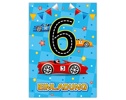 12 Einladungskarten zum 6. Kindergeburtstag sechste Geburtstag Jungen Rennauto Geburtstagseinladungen 12 Einladungskarten zum 6. Kindergeburtstag sechste Geburtstag Jungen Rennauto Geburtstagseinladungen von Junapack