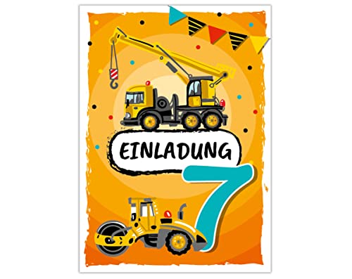 12 Einladungskarten zum 7. Kindergeburtstag siebte Geburtstag Jungen Baustelle Geburtstagseinladungen 12 Einladungskarten zum 7. Kindergeburtstag siebte Geburtstag Jungen Baustelle Geburtstagseinladungen von Junapack