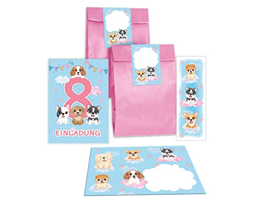 12 Einladungskarten zum 8. Kindergeburtstag Einladung zum achten Geburtstag Mädchen Hunde incl. 12 Umschläge, 12 Tüten/rosa, 12 Aufkleber, 12 Lesezeichen 12 Einladungskarten zum 8. Kindergeburtstag Einladung zum achten Geburtstag Mädchen Hunde incl. 12 Umschläge, 12 Tüten/rosa, 12 Aufkleber, 12 Lesezeichen von Junapack