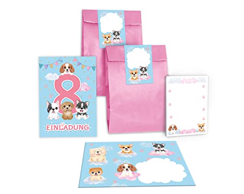 12 Einladungskarten zum 8. Kindergeburtstag Einladung zum achten Geburtstag Mädchen Hunde incl. 12 Umschläge, 12 Tüten/rosa, 12 Aufkleber, 12 Blöcke 12 Einladungskarten zum 8. Kindergeburtstag Einladung zum achten Geburtstag Mädchen Hunde incl. 12 Umschläge, 12 Tüten/rosa, 12 Aufkleber, 12 Blöcke von Junapack