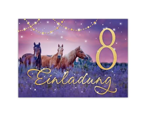 Junapack 12 Einladungskarten zum 8. Kindergeburtstag Pferd Motiv zum achten Geburtstag für Mädchen Karte Einladung mit Pferde Fohlen lila Glitzer Junapack 12 Einladungskarten zum 8. Kindergeburtstag Pferd Motiv zum achten Geburtstag für Mädchen Karte Einladung mit Pferde Fohlen lila Glitzer von Junapack