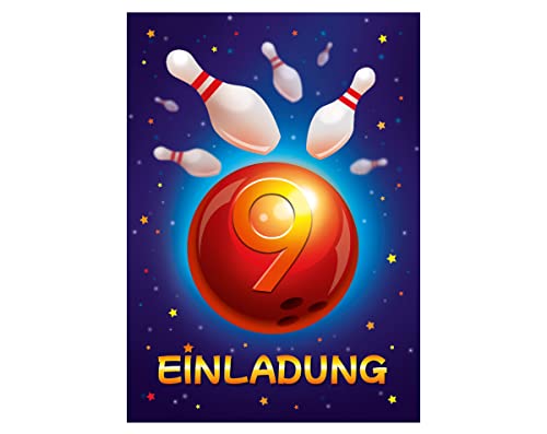 12 Einladungskarten zum 9. Kindergeburtstag Bowling Kegeln neunte Geburtstag Mädchen Jungen 12 Einladungskarten zum 9. Kindergeburtstag Bowling Kegeln neunte Geburtstag Mädchen Jungen von Junapack