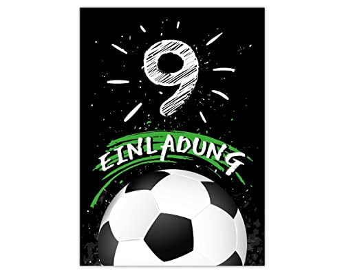 12 Einladungskarten zum 9. Kindergeburtstag neunte Geburtstag Jungen Fussball Fußball 12 Einladungskarten zum 9. Kindergeburtstag neunte Geburtstag Jungen Fussball Fußball von Junapack