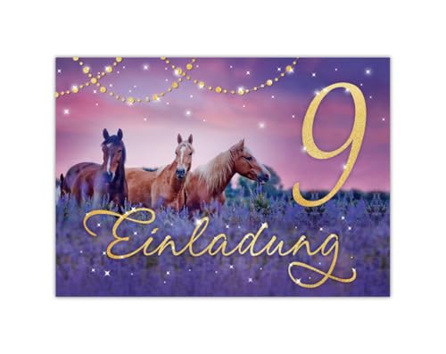 Junapack 12 Einladungskarten zum 9. Kindergeburtstag Pferd Motiv zum neunten Geburtstag für Mädchen Karte Einladung mit Pferde Fohlen lila Glitzer Junapack 12 Einladungskarten zum 9. Kindergeburtstag Pferd Motiv zum neunten Geburtstag für Mädchen Karte Einladung mit Pferde Fohlen lila Glitzer von Junapack