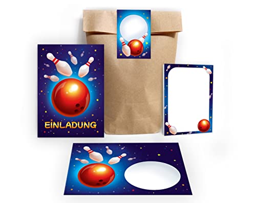 12 Einladungskarten zum Kindergeburtstag Bowling Bowling-Party Einladungen für Geburtstag Mädchen Jungen incl. 12 Umschläge, 12 Tüten/natur, 12 Aufkleber, 12 Blöcke 12 Einladungskarten zum Kindergeburtstag Bowling Bowling-Party Einladungen für Geburtstag Mädchen Jungen incl. 12 Umschläge, 12 Tüten/natur, 12 Aufkleber, 12 Blöcke von Junapack