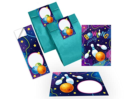 12 Einladungskarten zum Kindergeburtstag Bowling Bowling-Party Einladungen für Geburtstag Mädchen Jungen incl. 12 Umschläge, 12 Tüten/petrol, 12 Aufkleber 12 Einladungskarten zum Kindergeburtstag Bowling Bowling-Party Einladungen für Geburtstag Mädchen Jungen incl. 12 Umschläge, 12 Tüten/petrol, 12 Aufkleber von Junapack