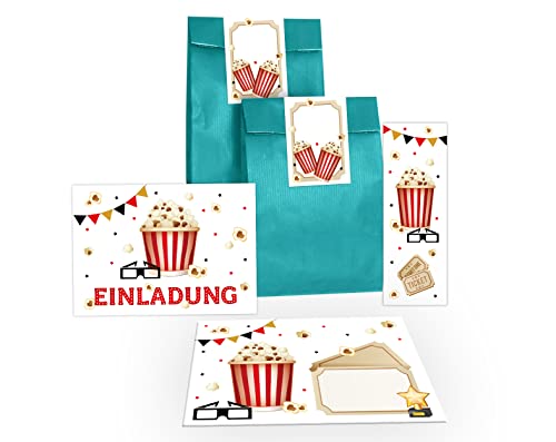 12 Einladungskarten zum Kindergeburtstag Kino Einladungen für Geburtstag Mädchen Jungen Kino-Party Cinema incl. 12 Umschläge, 12 Tüten/petrol, 12 Aufkleber, 12 Lesezeichen 12 Einladungskarten zum Kindergeburtstag Kino Einladungen für Geburtstag Mädchen Jungen Kino-Party Cinema incl. 12 Umschläge, 12 Tüten/petrol, 12 Aufkleber, 12 Lesezeichen von Junapack