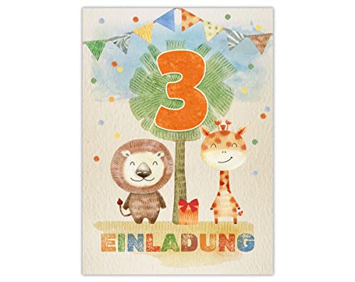 12 Einladungskarten zum dritten Geburtstag 3. Kindergeburtstag für Mädchen Jungen Tiere 12 Einladungskarten zum dritten Geburtstag 3. Kindergeburtstag für Mädchen Jungen Tiere von Junapack