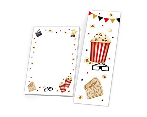 12 Lesezeichen + 12 Mini-Notizblöcke (A7-Format) Kino Kino-Party Mitgebsel für Kindergeburtstag Gastgeschenke für Jungen Mädchen von Junapack