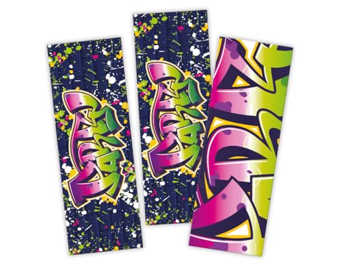 12 Lesezeichen Jungen Mädchen Mitgebsel für Kindergeburtstag Gastgeschenke Graffiti neon von Junapack