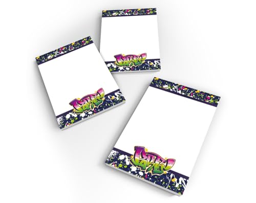 12 Mini-Notizblöcke (A7-Format) Mitgebsel für Kindergeburtstag Gastgeschenke für Jungen Mädchen Graffiti neon von Junapack