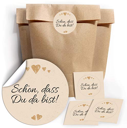 24 Geschenktüten + 24 Aufkleber SCHÖN, DASS DU DA BIST Etiketten für Gastgeschenke BZW. Mitgebsel bei Hochzeit Taufe Geburtstag Jubiläum 24 Geschenktüten + 24 Aufkleber SCHÖN, DASS DU DA BIST Etiketten für Gastgeschenke BZW. Mitgebsel bei Hochzeit Taufe Geburtstag Jubiläum von Junapack