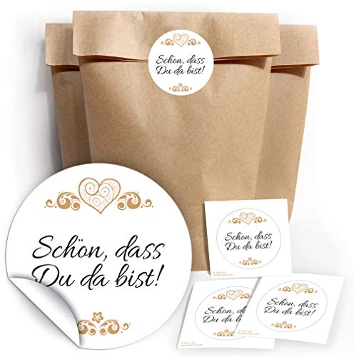 24 Geschenktüten + 24 Aufkleber SCHÖN, DASS DU DA BIST Etiketten für Gastgeschenke BZW. Mitgebsel bei Hochzeit Taufe Geburtstag Jubiläum 24 Geschenktüten + 24 Aufkleber SCHÖN, DASS DU DA BIST Etiketten für Gastgeschenke BZW. Mitgebsel bei Hochzeit Taufe Geburtstag Jubiläum von Junapack