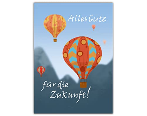 Abschiedskarte Glückwunschkarte für Kollegen mit Umschlag in XXL-Format A4 Klappkarte für Jobwechsel Kündigung bestandene Prüfung Rente Heißluftballons von Junapack