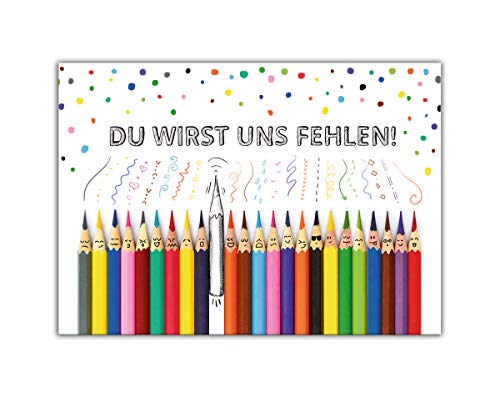 Abschiedskarte für Kollegen Kollegin Lehrer für Jobwechsel Rente Ruhestand Kündigung Firmenwechsel Klappkarte mit Umschlag in XXL-Format A4 Stifte Abschiedskarte für Kollegen Kollegin Lehrer für Jobwechsel Rente Ruhestand Kündigung Firmenwechsel Klappkarte mit Umschlag in XXL-Format A4 Stifte von Junapack