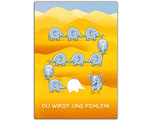 Abschiedskarte für Kollegen mit Umschlag in XXL-Format A4 lustige Klappkarte für Jobwechsel Kündigung Elefante von Junapack