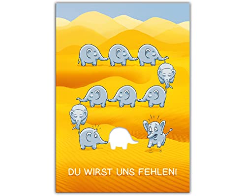 Abschiedskarte für Kollegen mit Umschlag in XXL-Format A4 lustige Klappkarte für Jobwechsel Kündigung Elefante von Junapack