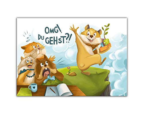 Abschiedskarte für Kollegen mit Umschlag in XXL-Format A4 lustige Klappkarte für Jobwechsel Kündigung Hamster von Junapack