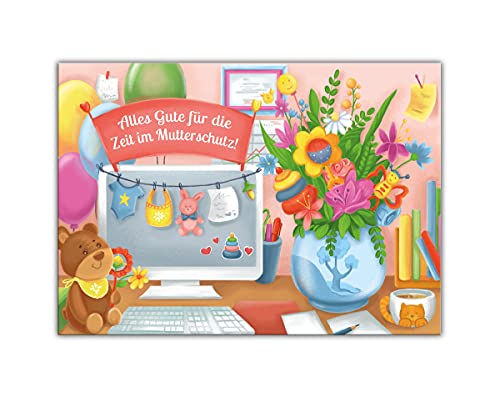 Glückwunschkarte Abschiedskarte für Mutterschutz Kollegin mit Umschlag in XXL-Format DIN A4 Klappkarte große Maxi-Format mit viel Platz von Junapack