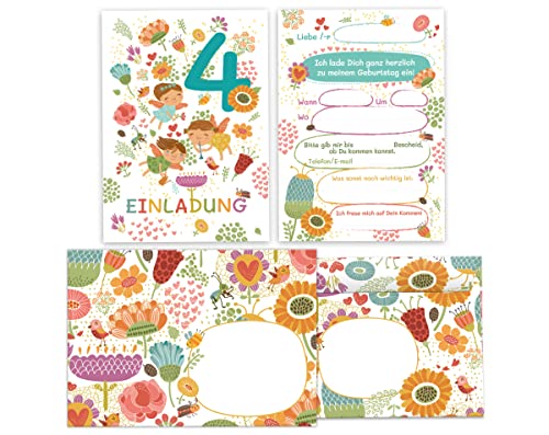 Junapack 12 Einladungskarten incl. 12 Umschläge zum 4. Kindergeburtstag Einladung zum vierten Geburtstag Mädchen Fee Feen Junapack 12 Einladungskarten incl. 12 Umschläge zum 4. Kindergeburtstag Einladung zum vierten Geburtstag Mädchen Fee Feen von Junapack