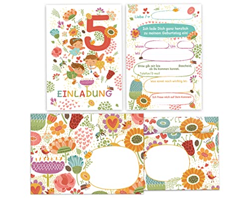 Junapack 12 Einladungskarten incl. 12 Umschläge zum 5. Kindergeburtstag Einladung zum fünften Geburtstag Mädchen Fee Feen Junapack 12 Einladungskarten incl. 12 Umschläge zum 5. Kindergeburtstag Einladung zum fünften Geburtstag Mädchen Fee Feen von Junapack