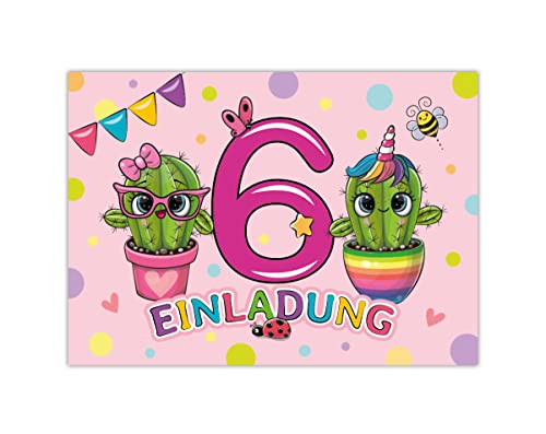 Junapack 12 Einladungskarten zum 6. Kindergeburtstag Einladung zum sechsten Geburtstag Mädchen Kaktus Junapack 12 Einladungskarten zum 6. Kindergeburtstag Einladung zum sechsten Geburtstag Mädchen Kaktus von Junapack