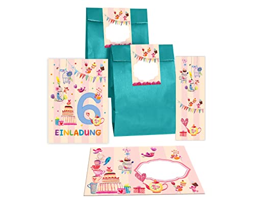 Junapack 12 Einladungskarten zum 6. Kindergeburtstag Einladung zum sechsten Geburtstag Mädchen Vögelchen incl. 12 Umschläge, 12 Tüten/Petrol, 12 Aufkleber, 12 Lesezeichen Junapack 12 Einladungskarten zum 6. Kindergeburtstag Einladung zum sechsten Geburtstag Mädchen Vögelchen incl. 12 Umschläge, 12 Tüten/Petrol, 12 Aufkleber, 12 Lesezeichen von Junapack