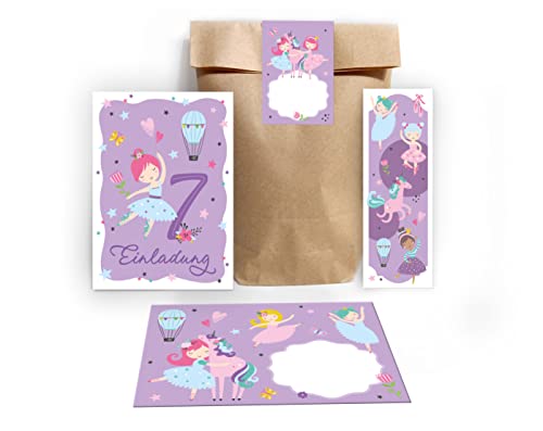 Junapack 12 Einladungskarten zum 7. Kindergeburtstag siebte Geburtstag Mädchen Ballerina incl. 12 Umschläge, 12 Tüten/Natur, 12 Aufkleber, 12 Lesezeichen Junapack 12 Einladungskarten zum 7. Kindergeburtstag siebte Geburtstag Mädchen Ballerina incl. 12 Umschläge, 12 Tüten/Natur, 12 Aufkleber, 12 Lesezeichen von Junapack