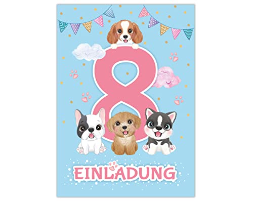 Junapack 12 Einladungskarten zum 8. Kindergeburtstag Einladung zum achten Geburtstag Mädchen Hunde Junapack 12 Einladungskarten zum 8. Kindergeburtstag Einladung zum achten Geburtstag Mädchen Hunde von Junapack
