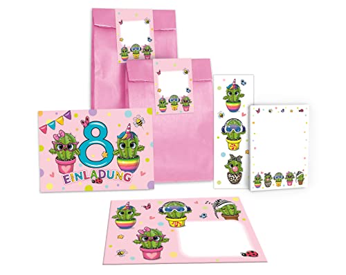 Junapack 12 Einladungskarten zum 8. Kindergeburtstag Einladung zum achten Geburtstag Mädchen Kaktus incl. 12 Umschläge, 12 Tüten/rosa, 12 Aufkleber, 12 Lesezeichen, 12 Blöcke Junapack 12 Einladungskarten zum 8. Kindergeburtstag Einladung zum achten Geburtstag Mädchen Kaktus incl. 12 Umschläge, 12 Tüten/rosa, 12 Aufkleber, 12 Lesezeichen, 12 Blöcke von Junapack