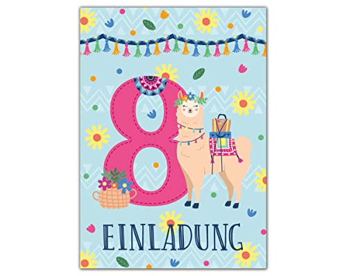 Junapack 12 Einladungskarten zum 8. Kindergeburtstag Einladung zum achten Geburtstag Mädchen Lama Junapack 12 Einladungskarten zum 8. Kindergeburtstag Einladung zum achten Geburtstag Mädchen Lama von Junapack