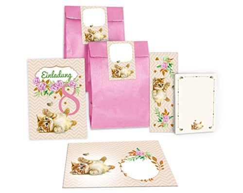 Junapack 12 Einladungskarten zum 8. Kindergeburtstag achte Geburtstag Mädchen Katze incl. 12 Umschläge, 12 Tüten/rosa, 12 Aufkleber, 12 Lesezeichen, 12 Blöcke Junapack 12 Einladungskarten zum 8. Kindergeburtstag achte Geburtstag Mädchen Katze incl. 12 Umschläge, 12 Tüten/rosa, 12 Aufkleber, 12 Lesezeichen, 12 Blöcke von Junapack