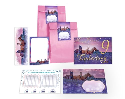 Junapack 12 Einladungskarten zum 9. Geburtstag Einladung Geburtstag Mädchen Pferd incl. 12 Umschläge, 12 Tüten/rosa, 12 Aufkleber, 12 Lesezeichen, 12 Blöcke, 12 Schiffe versenken Junapack 12 Einladungskarten zum 9. Geburtstag Einladung Geburtstag Mädchen Pferd incl. 12 Umschläge, 12 Tüten/rosa, 12 Aufkleber, 12 Lesezeichen, 12 Blöcke, 12 Schiffe versenken von Junapack