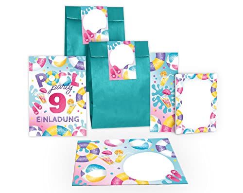 Junapack 12 Einladungskarten zum 9. Kindergeburtstag Schwimmbad Einladungen neunte Geburtstag Mädchen Pool-Party incl. 12 Umschläge, 12 Tüten/petrol, 12 Aufkleber, 12 Lesezeichen, 12 Blöcke Junapack 12 Einladungskarten zum 9. Kindergeburtstag Schwimmbad Einladungen neunte Geburtstag Mädchen Pool-Party incl. 12 Umschläge, 12 Tüten/petrol, 12 Aufkleber, 12 Lesezeichen, 12 Blöcke von Junapack