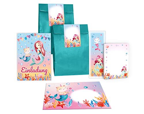 Junapack 12 Einladungskarten zum Kindergeburtstag Geburtstag Mädchen Meerjungfrau incl. 12 Umschläge, 12 Tüten/petrol, 12 Aufkleber, 12 Lesezeichen, 12 Blöcke Junapack 12 Einladungskarten zum Kindergeburtstag Geburtstag Mädchen Meerjungfrau incl. 12 Umschläge, 12 Tüten/petrol, 12 Aufkleber, 12 Lesezeichen, 12 Blöcke von Junapack