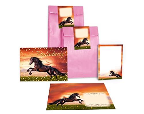 Junapack 12 Einladungskarten zum Kindergeburtstag Geburtstag Mädchen Pferd braun incl. 12 Umschläge, 12 Tüten/rosa, 12 Aufkleber, 12 Blöcke Junapack 12 Einladungskarten zum Kindergeburtstag Geburtstag Mädchen Pferd braun incl. 12 Umschläge, 12 Tüten/rosa, 12 Aufkleber, 12 Blöcke von Junapack