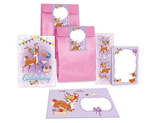 Junapack 12 Einladungskarten zum Kindergeburtstag Geburtstag Mädchen Reh incl. 12 Umschläge, 12 Tüten/rosa, 12 Aufkleber, 12 Lesezeichen, 12 Blöcke Junapack 12 Einladungskarten zum Kindergeburtstag Geburtstag Mädchen Reh incl. 12 Umschläge, 12 Tüten/rosa, 12 Aufkleber, 12 Lesezeichen, 12 Blöcke von Junapack